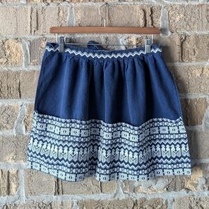 Vintage Guatemalan Mayatex Navy Blue Embroidered Apron 4 Pockets Tie Waist